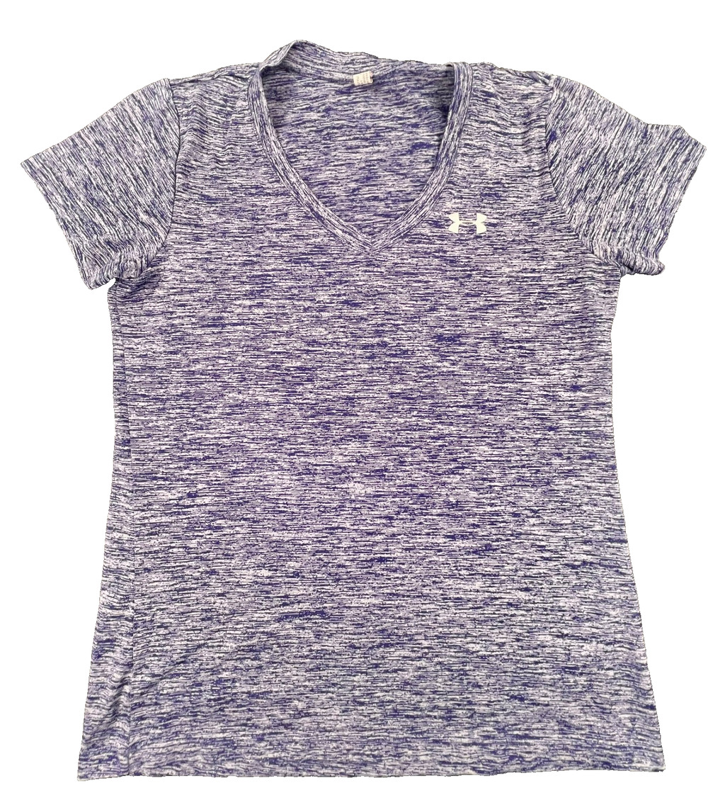 Under Armour Heat Gear Short Sleeve Purple V-Neck T-Shirt (Women's Size S)